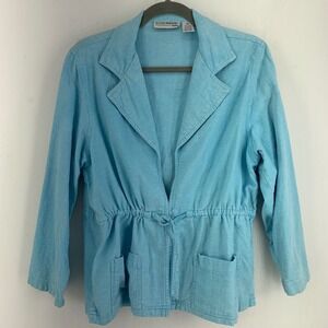 Allyson Whitmore Womens PXL LInen Blend Jacket Coastal Beach Minimalist Summer